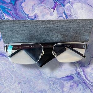 Gucci Men’s Semi-Rimless Glasses – Black and Silver. For Frames